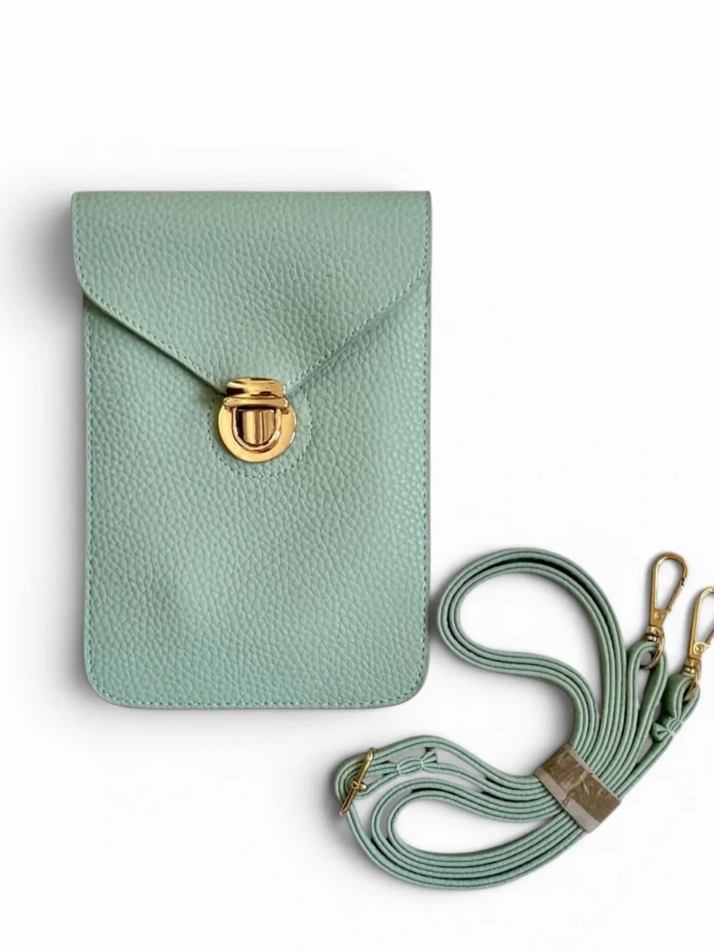 NEW Light Mint Green Pebbled Faux Leather  Crossbody Bag